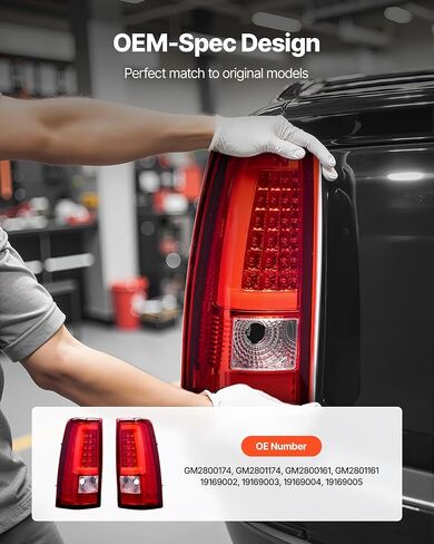 VEVOR Tail Light Assembly Compatible with 2003-2006 Chevy Silverado 1500 1500 HD 2500 2500 HD 3500, 2007-2007 Chevy Classic, 2PCS Driver & Passenger Side LED Taillight Brake Lamps with Bulbs, Black in Saudi Arabia