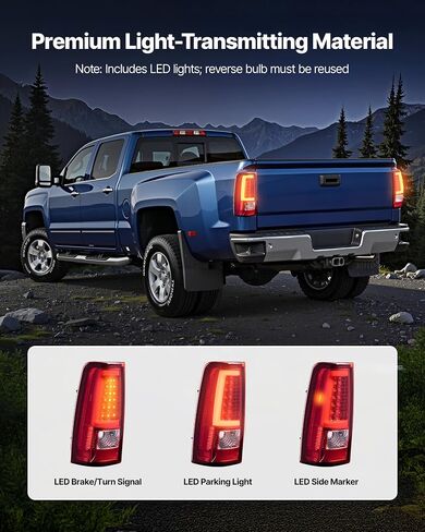 VEVOR Tail Light Assembly Compatible with 2003-2006 Chevy Silverado 1500 1500 HD 2500 2500 HD 3500, 2007-2007 Chevy Classic, 2PCS Driver & Passenger Side LED Taillight Brake Lamps with Bulbs, Black in Saudi Arabia