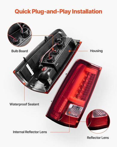 VEVOR Tail Light Assembly Compatible with 2003-2006 Chevy Silverado 1500 1500 HD 2500 2500 HD 3500, 2007-2007 Chevy Classic, 2PCS Driver & Passenger Side LED Taillight Brake Lamps with Bulbs, Black in Saudi Arabia