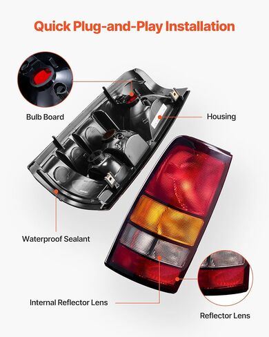 VEVOR Tail Light Assembly Compatible with 1999-2006 Chevy Silverado 1500 2500 3500, 1999-2003 GMC Sierra 1500 2500 1500/2500 HD, 2PCS Left & Right Side Taillights Rear Brake Lamps Without Bulbs in Saudi Arabia
