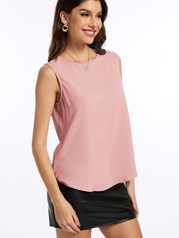 تومس دبابة تشيفون تشيفون الطاقم بلوزات الصيف قميص العمل الصيفي in Kuwait