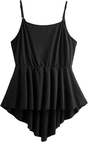 OYOANGLE Women's Plus Size Casual Sleeveless Cami Tank Tops Deep V Neck High Low Hem Babydoll Camisole in Saudi Arabia