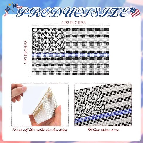 Frienda 2 Pack American Flag Sticker Crystal للسيارات/الشاحنات الولايات المتحدة الأمريكية العلم شارات Rhinestone Bling شارات وطني ملصقات جهاز الكمبيوتر المحمول وطني تزين الملحقات الداخلية اللامعة (اللون الأزرق الأبيض) in Saudi Arabia