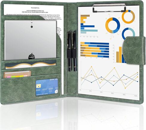 Clipboard Folder Portfolio,DIN A4 PU Leather Padfolio Clip Board,Magnetic Closure Business Clipboard with Cover Professional with 2 Pen,A4 Paper for Interview Resume Office Conference,Black in Saudi Arabia