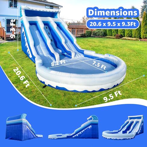 21FT Commercial Grade Water Slide for Kids，PVC Inflatable Water Slides with Big Airtight Splash Water Pool,Bounce Slide for Party Fun in Saudi Arabia