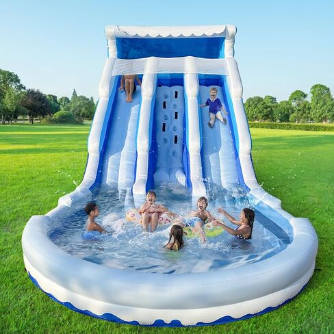 21FT Commercial Grade Water Slide for Kids，PVC Inflatable Water Slides with Big Airtight Splash Water Pool,Bounce Slide for Party Fun in Saudi Arabia