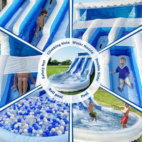 21FT Commercial Grade Water Slide for Kids，PVC Inflatable Water Slides with Big Airtight Splash Water Pool,Bounce Slide for Party Fun in Saudi Arabia