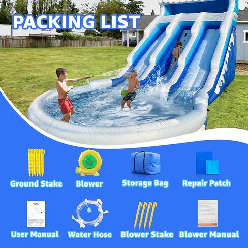 21FT Commercial Grade Water Slide for Kids，PVC Inflatable Water Slides with Big Airtight Splash Water Pool,Bounce Slide for Party Fun in Saudi Arabia