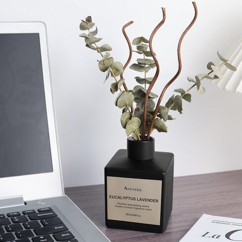 مجموعة ناشر القصب ، Eucalyptus Lavender معطر من الزهور المجففة ، 6.09 Fl Oz (180 مل) معطر الهواء الطويل مع العصي الناشر ، العطر المنزلي لمكتب الغرفة ديكور الحمام in Kuwait