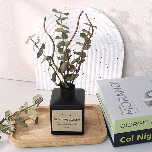 مجموعة ناشر القصب ، Eucalyptus Lavender معطر من الزهور المجففة ، 6.09 Fl Oz (180 مل) معطر الهواء الطويل مع العصي الناشر ، العطر المنزلي لمكتب الغرفة ديكور الحمام in Kuwait