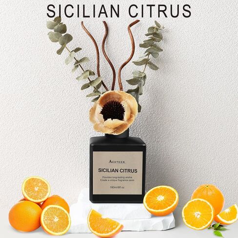 مجموعة ناشر القصب ، Eucalyptus Lavender معطر من الزهور المجففة ، 6.09 Fl Oz (180 مل) معطر الهواء الطويل مع العصي الناشر ، العطر المنزلي لمكتب الغرفة ديكور الحمام in Kuwait