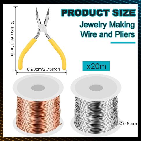 2 Rolls 20 Gauge Wire for Jewelry Making and Pliers Silver Craft Tarnish Resistant Jewelry Beading Wire for DIY Jewelry Craft Making Supplies(Black, Silver) in Saudi Arabia