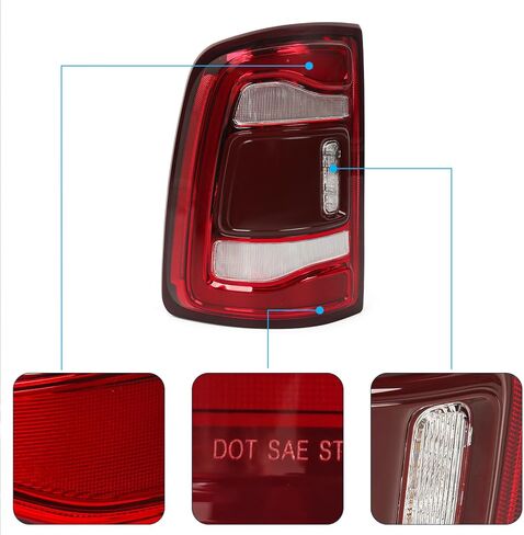 LED Tail Light Assembly For Dodge Ram 2500 3500 2019 2020 2021 2022 2023 Rear Lamp Red Bezel w/o Blind Spot Assembly Left Driver Side LH 68361717AD in Kuwait