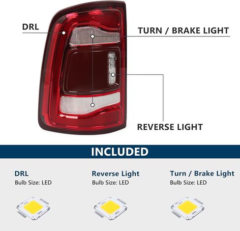 LED Tail Light Assembly For Dodge Ram 2500 3500 2019 2020 2021 2022 2023 Rear Lamp Red Bezel w/o Blind Spot Assembly Left Driver Side LH 68361717AD in Kuwait