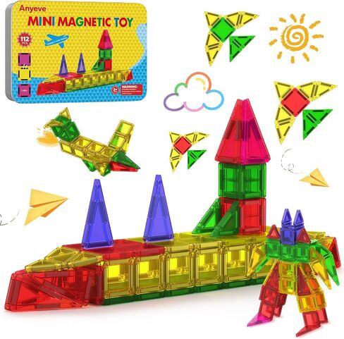 Magnetic Tiles, 46PCS Travel Mini Magnetic Tiles with Case, STEM Building Set Educational Construction Toys for Kids Ages 3+, Magnetiles Blocks Building Toys for Toddlers, Boys & Girls Birthday Gift in Saudi Arabia