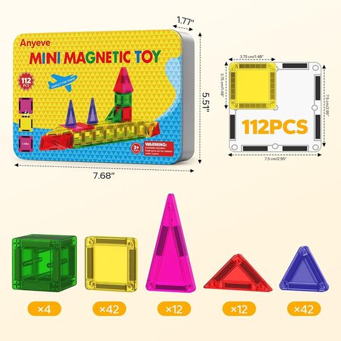 Magnetic Tiles, 46PCS Travel Mini Magnetic Tiles with Case, STEM Building Set Educational Construction Toys for Kids Ages 3+, Magnetiles Blocks Building Toys for Toddlers, Boys & Girls Birthday Gift in Saudi Arabia