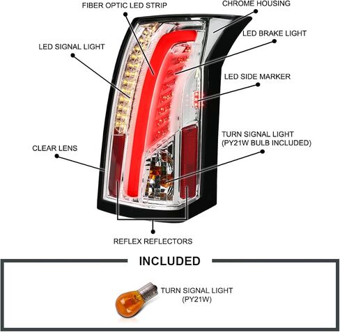 SPEC-D TUNING Glossy Black Smoke LED Bar Tail Lights Compatible with 2003-2007 Cadillac CTS, Left + Right Pair Assembly in Saudi Arabia