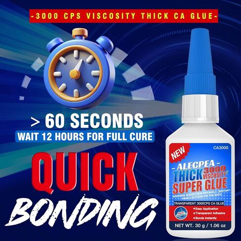 20g Black Medium-Thick CA Glue (150 CPS),Premium Cyanoacrylate Super Glue for Wood, Glass, Metal, Paper, Leather, Plastic, Ceramic, Rubber, Jewelry, Woodworking, Hobby Models, and Craft Project in Kuwait