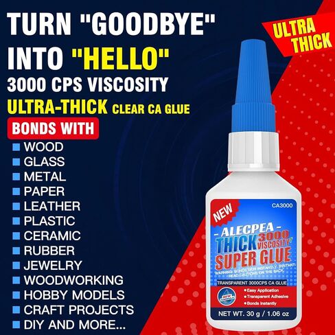 20g Black Medium-Thick CA Glue (150 CPS),Premium Cyanoacrylate Super Glue for Wood, Glass, Metal, Paper, Leather, Plastic, Ceramic, Rubber, Jewelry, Woodworking, Hobby Models, and Craft Project in Kuwait