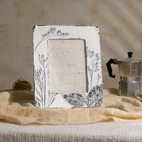Nikky Home Farmhouse 5x7 إطار الصورة بوهو إطار صورة مع النباتات النباتية ثلاثية الأبعاد محكم وطيفي ريفي ، إطارات صور راتنجات مصنوعة يدويًا مع زجاج عالي الدقة لعرض الطاولة in Kuwait