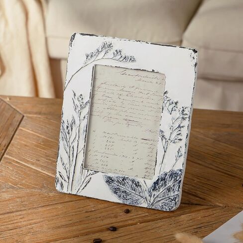 Nikky Home Farmhouse 5x7 إطار الصورة بوهو إطار صورة مع النباتات النباتية ثلاثية الأبعاد محكم وطيفي ريفي ، إطارات صور راتنجات مصنوعة يدويًا مع زجاج عالي الدقة لعرض الطاولة in Kuwait