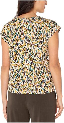 Liverpool Women's Sleeveless Shoulder Pleat Boat Neck Knit Top in Saudi Arabia
