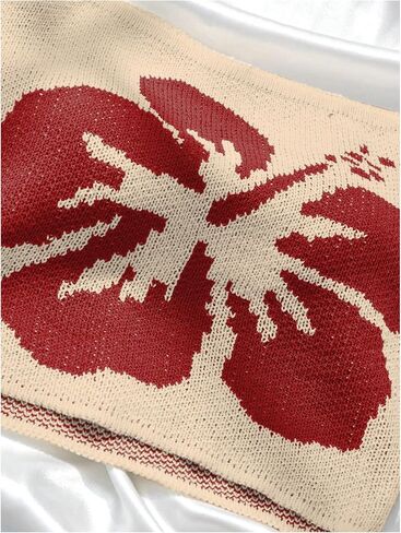 Milumia Women's Floral Print Strapless Tube Top Y2k Summer Knitted Bandeau Crop Tops in Saudi Arabia