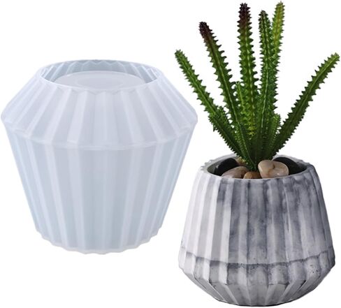 Barrel Shaped Concrete Flower Pot Silicone Mold Succulent Plants Cement Plaster Clay Mold Candle Pen Holder Mold Epoxy Resin Plaster Cement Clay Mould in Kuwait