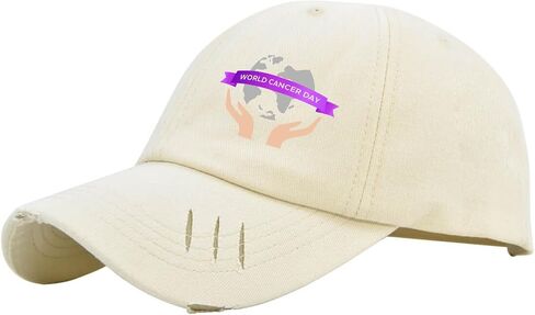 World Cancer Day Hat for Men Washed Distressed Baseball Cap Fashion Washed Ball Caps Light Weight in Saudi Arabia