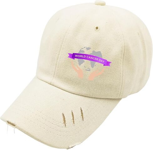 World Cancer Day Hat for Men Washed Distressed Baseball Cap Fashion Washed Ball Caps Light Weight in Saudi Arabia