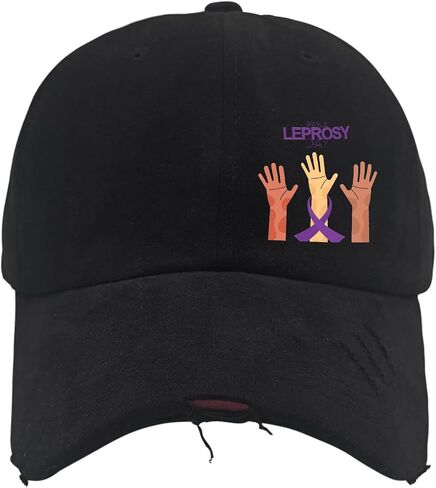 World Leprosy Day Hats for Mens Washed Distressed Baseball Caps Classic Washed Running Hat Breathable in Saudi Arabia