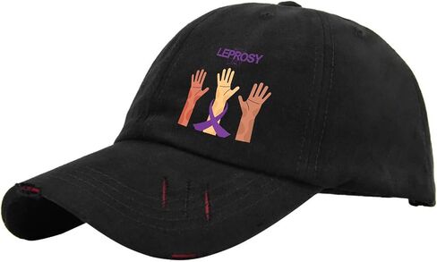 World Leprosy Day Hats for Mens Washed Distressed Baseball Caps Classic Washed Running Hat Breathable in Saudi Arabia