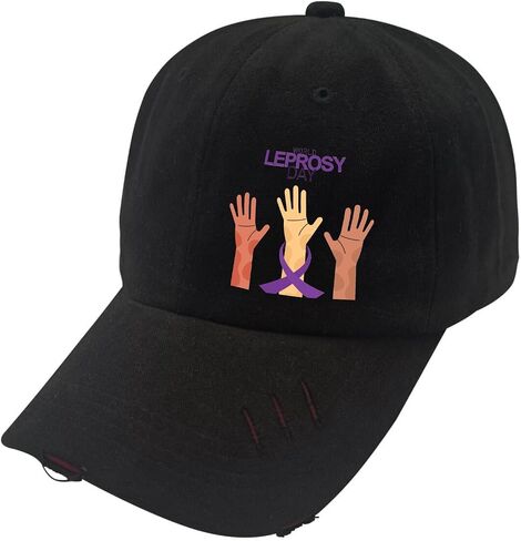 World Leprosy Day Hats for Mens Washed Distressed Baseball Caps Classic Washed Running Hat Breathable in Saudi Arabia