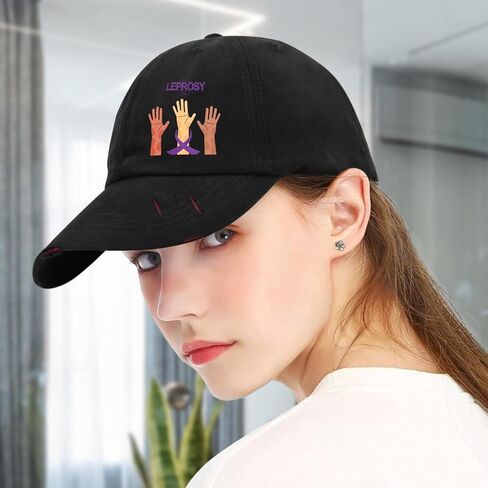 World Leprosy Day Hats for Mens Washed Distressed Baseball Caps Classic Washed Running Hat Breathable in Saudi Arabia