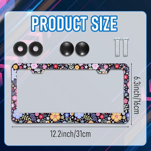 تخصيص أزهار الزهور الملونة ترخيص لوحة أزياء لوحة الإطار تغطية ملحقات سيارة معدنية من الألومنيوم إطارات لوحة رخصة لوحة إطارات العلامات العالمية للسيارات الخلفية الأمامية ديكور العلامة in Kuwait