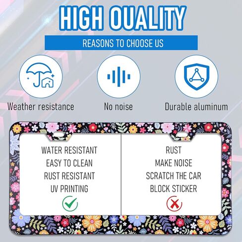 تخصيص أزهار الزهور الملونة ترخيص لوحة أزياء لوحة الإطار تغطية ملحقات سيارة معدنية من الألومنيوم إطارات لوحة رخصة لوحة إطارات العلامات العالمية للسيارات الخلفية الأمامية ديكور العلامة in Kuwait
