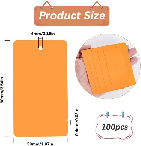 100Pcs Blank White Shipping Tags Waterproof Plastic Tags Rectangle 5 x 9cm Hanging Name Identification Eyelet Tag Wires Labeling for Identify Name ID Card Handbag Luggage Outdoor Tagging in Kuwait