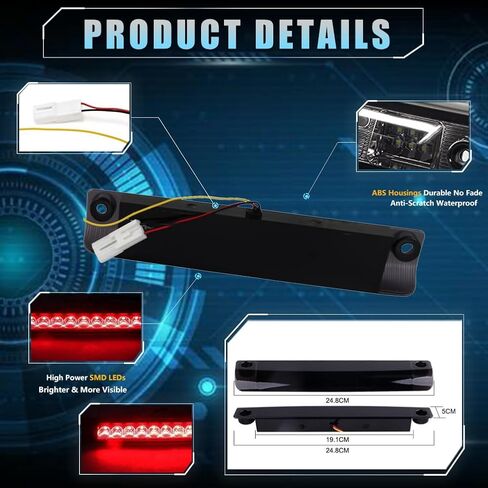 ضوء فرامل ثالث لـ Toyo -ta 4runner Highlander Prius Sienna ، ضوء توقف متمركز خلفي ، مصباح فرامل مكابح LED Red Red Red ، 4Runner - العدسة الحمراء in Kuwait