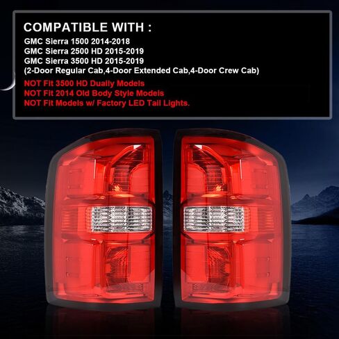 PIT66 Rear Lamp Assembly Taillight,Compatible with GMC Sierra 1500 2014-2018/Fit GMC Sierra 2500 HD 3500 HD 2015-2019 Tail Lights Red Lens Pair in Saudi Arabia