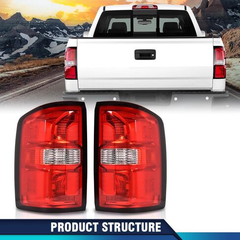 PIT66 Rear Lamp Assembly Taillight,Compatible with GMC Sierra 1500 2014-2018/Fit GMC Sierra 2500 HD 3500 HD 2015-2019 Tail Lights Red Lens Pair in Saudi Arabia