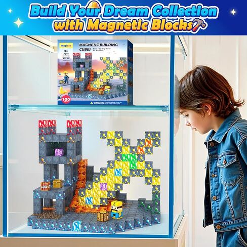 100PCS Magnetic Blocks - Build Mine Magnet World Froest Fox Adventure Set, Magnetic Toys Kids Games for Boys & Girls Age 3-5 5-7 8-12, Sensory Construction Outdoor Toys for Toddlers Birthday Gifts in Kuwait