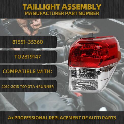 Dasbecan Left Driver Side Tail Light Assembly w/o Bulb Compatible with Toyota 4Runner 2010-2013 Rear Lamp Replaces# 81551-35360 TO2819147 in Saudi Arabia