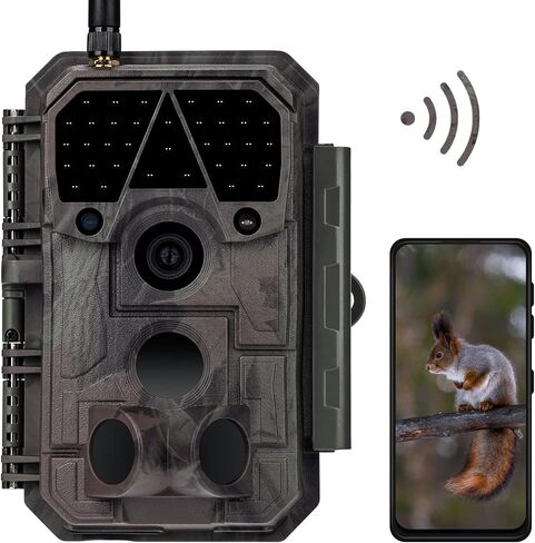 Trail Camera P100P, WiFi Bluetooth, Rechargeable, 48MP 1296p, 100ft No-Glow Night Vision, IP66 Waterproof, Fast 0.1s Trigger Speed Motion Activated, Camo in Kuwait