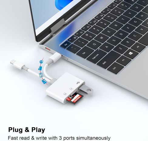 قارئ بطاقة USB C SD ، محول قارئ بطاقة Smipbridge SD مع فتحات مزدوجة لـ iPhone 16 15 Pro Max iPad Macbook Galaxy ، Type Type C High-Sped Trail Viewer Reader ، Plug and Play in Kuwait