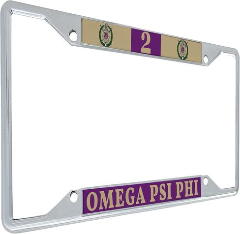 Desert Cactus Omega Psi Phi Car Accessories Omega Ques Metal License Plate Frame and Tag Holder for Front or Rear of Vehicle (Metal Car Mount Placa - #2) in Saudi Arabia