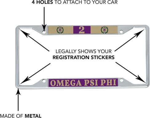 Desert Cactus Omega Psi Phi Car Accessories Omega Ques Metal License Plate Frame and Tag Holder for Front or Rear of Vehicle (Metal Car Mount Placa - #2) in Saudi Arabia