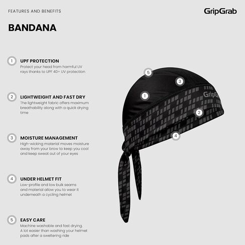GripGrab Bandana UV-Protection Summer Under-Helmet Cycling Headscarf Headwrap Headwear Breathable 8 Colours Sweatband in Saudi Arabia