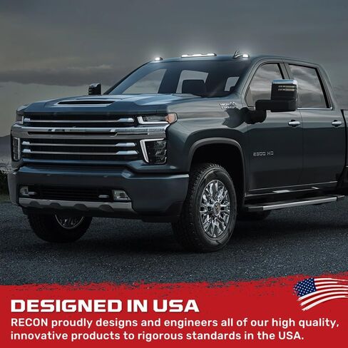 RECON - Fits 20-24 Sierra & Silverado 2500/3500 Premium 3-PC Ultra Bright Cab Roof Light Kit High Power RGB Multi-Colored LED Bluetooth App (Replaces Factory Cab Roof Lights Only) (SMOKED LENS) in Saudi Arabia