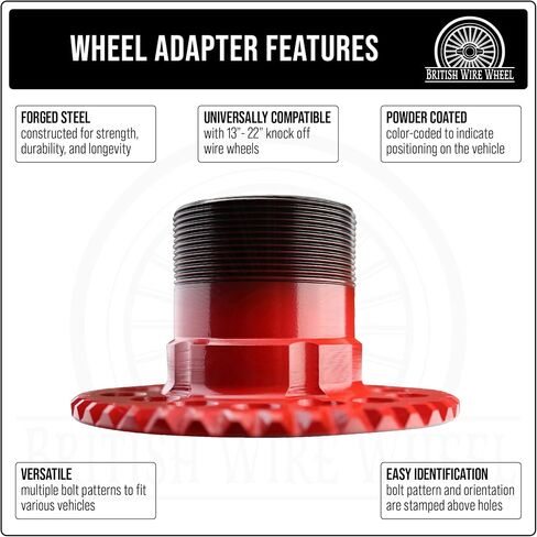 محولات عجلة الأسلاك العالمية (مجموعة من 4) | 5 LUG LUG OFF WILE WHEED محولات مع أنماط الترباس المتعددة 5x4.5/ 5x4.75/ 5x5 | مصممة لترايدريدز والسيارات مع حافات الأسلاك in Kuwait