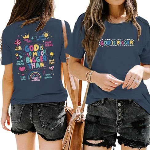 Christian Tshirts for Women Faith T Shirts Jesus God Shirts Religious Gifts Tee Funny Inspirational Graphic Tees Tops in Kuwait